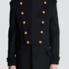 Wool and cashmere coat with detachable bib front