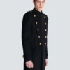 Wool and cashmere coat with detachable bib front