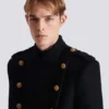 Wool and cashmere coat with detachable bib front