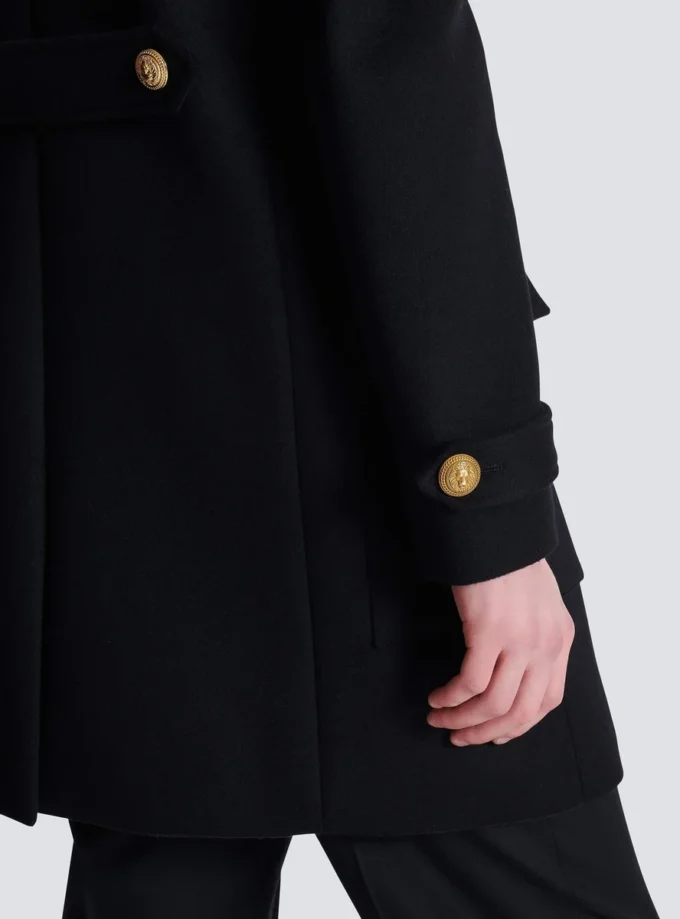 Wool and cashmere coat with detachable bib front