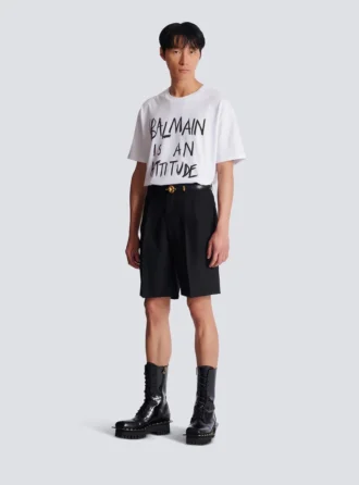 Wool darted Bermuda shorts