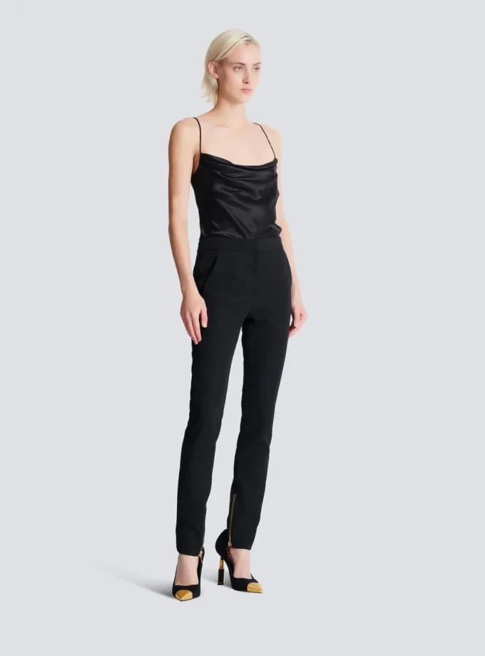 Zipped slim-fit grain de poudre trousers Zipped slim-fit grain de poudre trousers