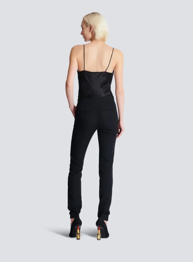 Zipped slim-fit grain de poudre trousers Zipped slim-fit grain de poudre trousers